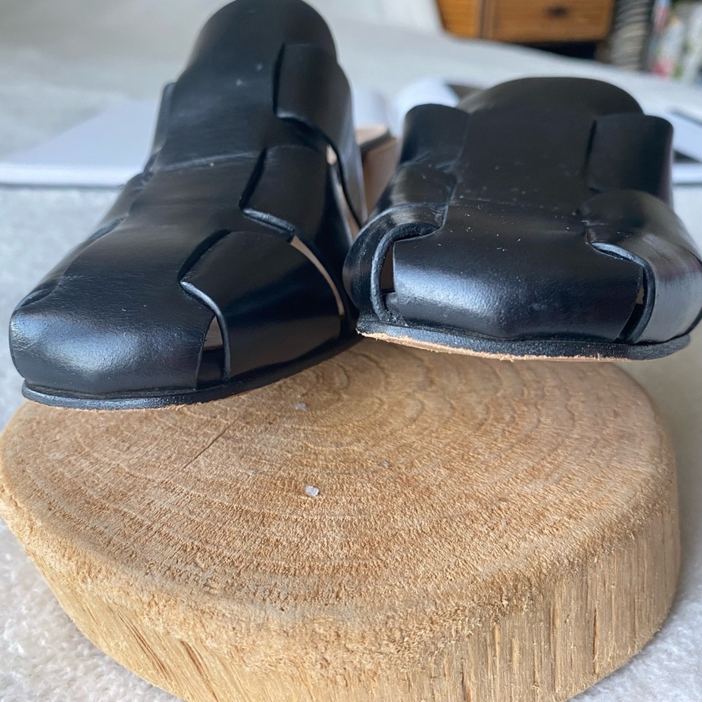 Louise et Cie Nakita Block Heel Fisherman Mule - Black Leather 7.5M - Picture 8 of 14
